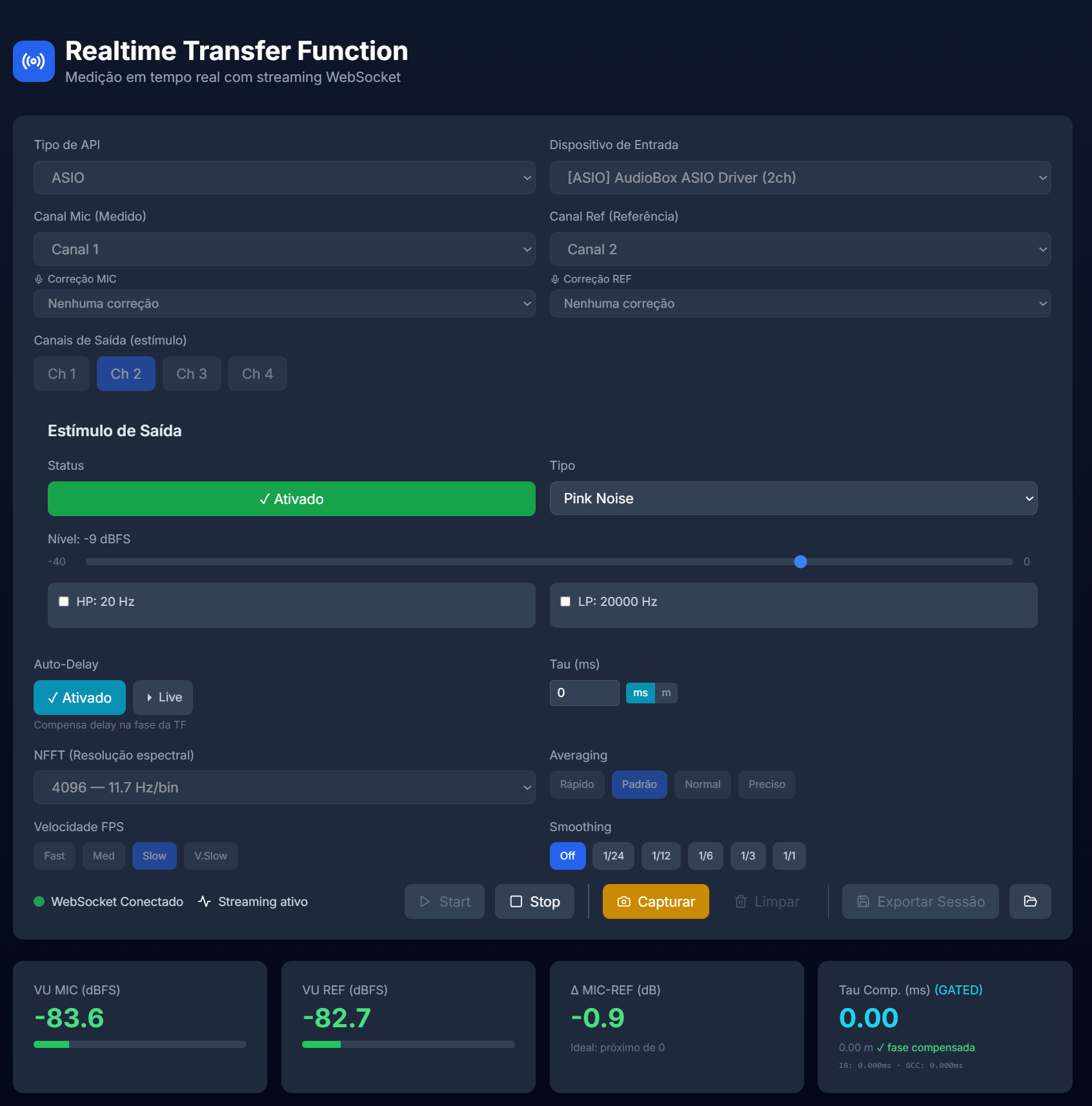 Realtime Transfer Function — Configurações